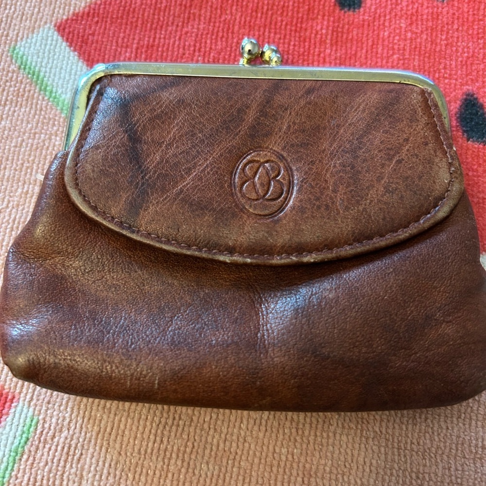 Vintage Buxton, Leather Kiss-Lock Coin Purse - Brown
